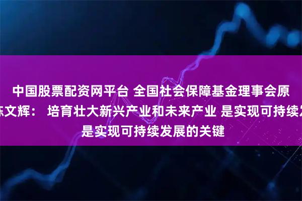 中国股票配资网平台 全国社会保障基金理事会原副理事长陈文辉： 培育壮大新兴产业和未来产业 是实现可持续发展的关键
