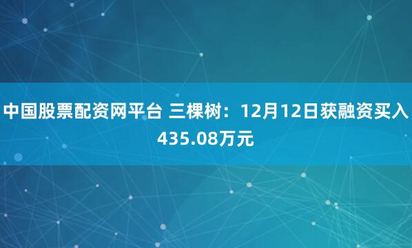 中国股票配资网平台 三棵树：12月12日获融资买入435.08万元